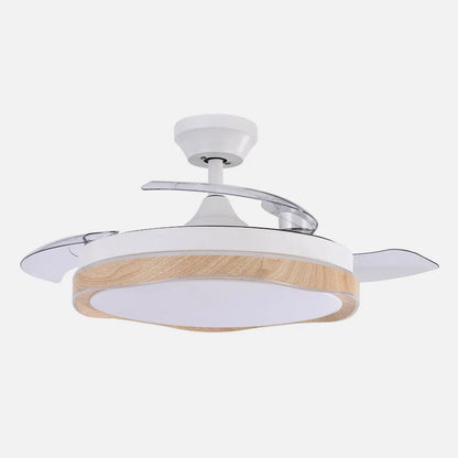 Ventilador de techo retráctil DC Blondi Blanco/haya 72w 3 aspas 107d 7200lm 6 velocidades 3000k,4500k,6000k, Control Remoto + temporizador + memoria