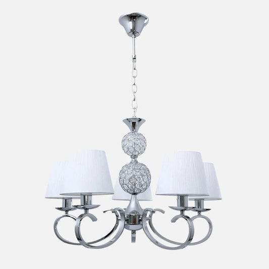 Lampara Ordoñez 5xe14 Cromo Pantalla Blanca Regx60x60 Cm