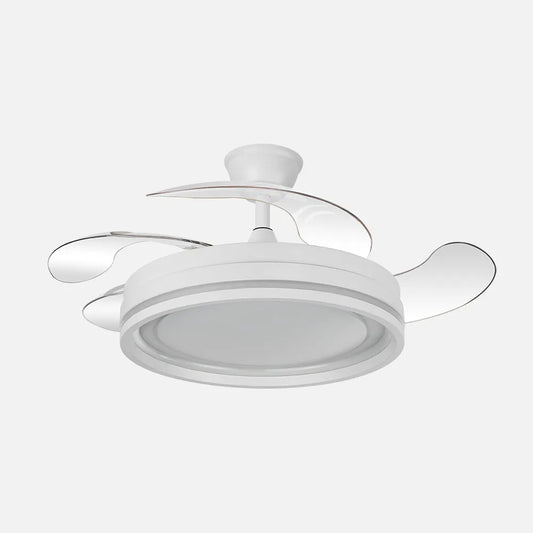 Ventilador de techo retráctil DC Cerrato Blanco 59w 4 aspas Desplegables 107d 6980lm 6 velocidades 3000k,4000k,6000k, Control Remoto + regulación de intensidad + temporizador + memoria