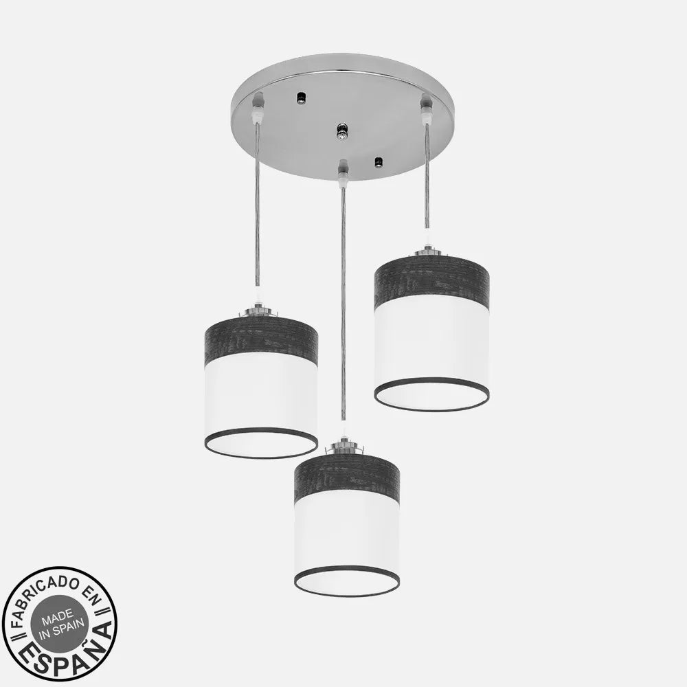Lámpara de techo Plafón Cloe 3xe27 Cromo/blanca-madera Negra Regulable x42x42 cm