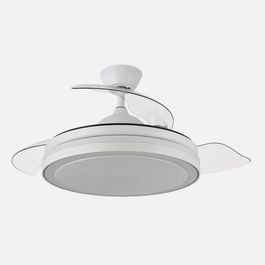 Ventilador de techo retráctil DC Esparta Plus 59w 6980lm Blanco 3 Aspas 107d 3 Colores Control Remoto+ Temporizador+ Memoria