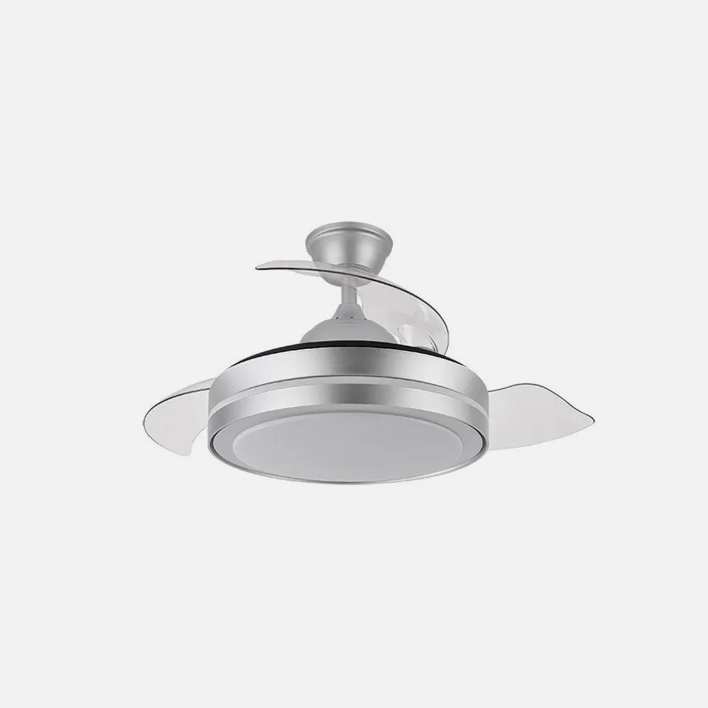 Ventilador de techo retráctil DC Esparta Pequeño 44w 5182lm Plata 72d 3 aspas 3000-4000-6000k Remoto+temporizador+memoria