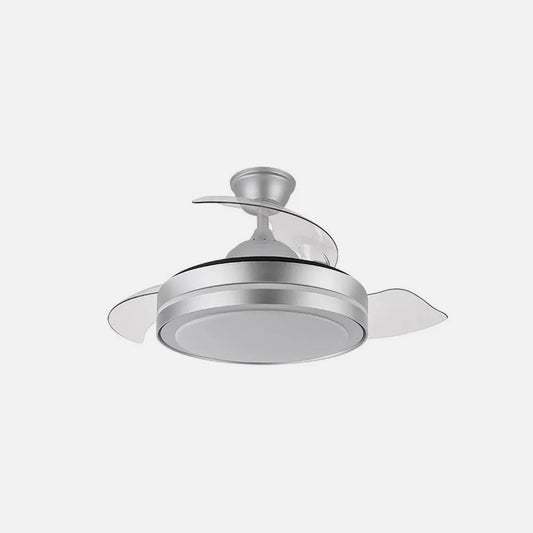 Ventilador de techo retráctil DC Esparta Pequeño 44w 5182lm Plata 72d 3 aspas 3000-4000-6000k Remoto+temporizador+memoria