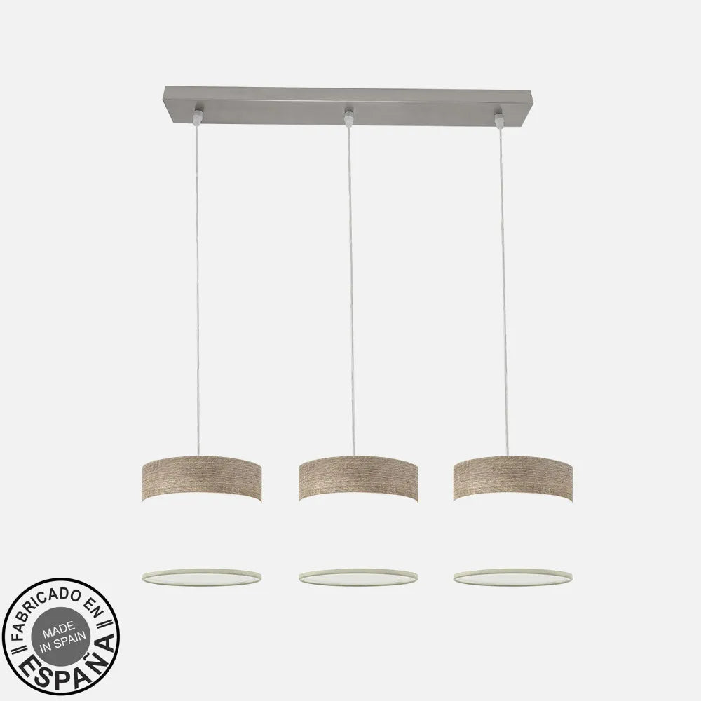Lámpara de techo Regleta Cloe 3xe27 Níquel/blanca-madera Gris Regulable x60x16 cm