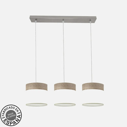 Lámpara de techo Regleta Cloe 3xe27 Níquel/blanca-madera Gris Regulable x60x16 cm