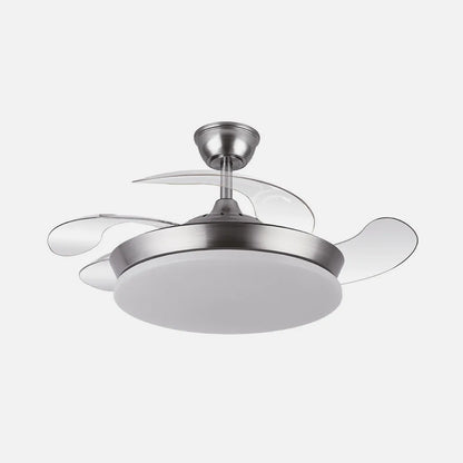 Ventilador retráctil DC Tridente Mini 59w Níquel 4aspas 91d 6980lm Regulación de intensidad Remoto+temporizador+memoria 3000-4000-6000k