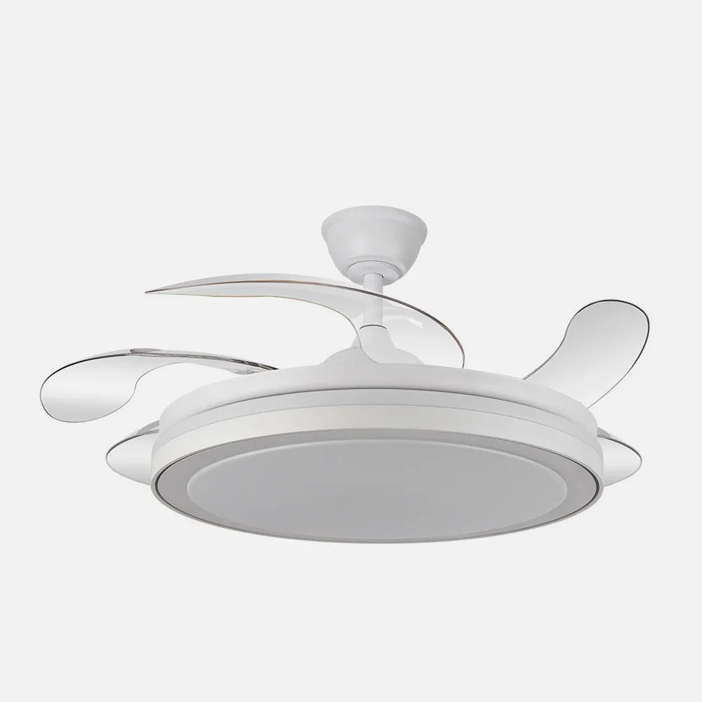 Ventilador de techo retráctil DC Esparta Maxi 80w 10255lm Blanco 132d 5 aspas 3000-4000-6000k Control Remoto+temporizador+memoria