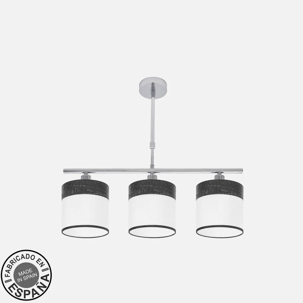 Lampara de techo Cloe 3xe14 Cromo/blanca-madera Negra Regulable x55x14 cm
