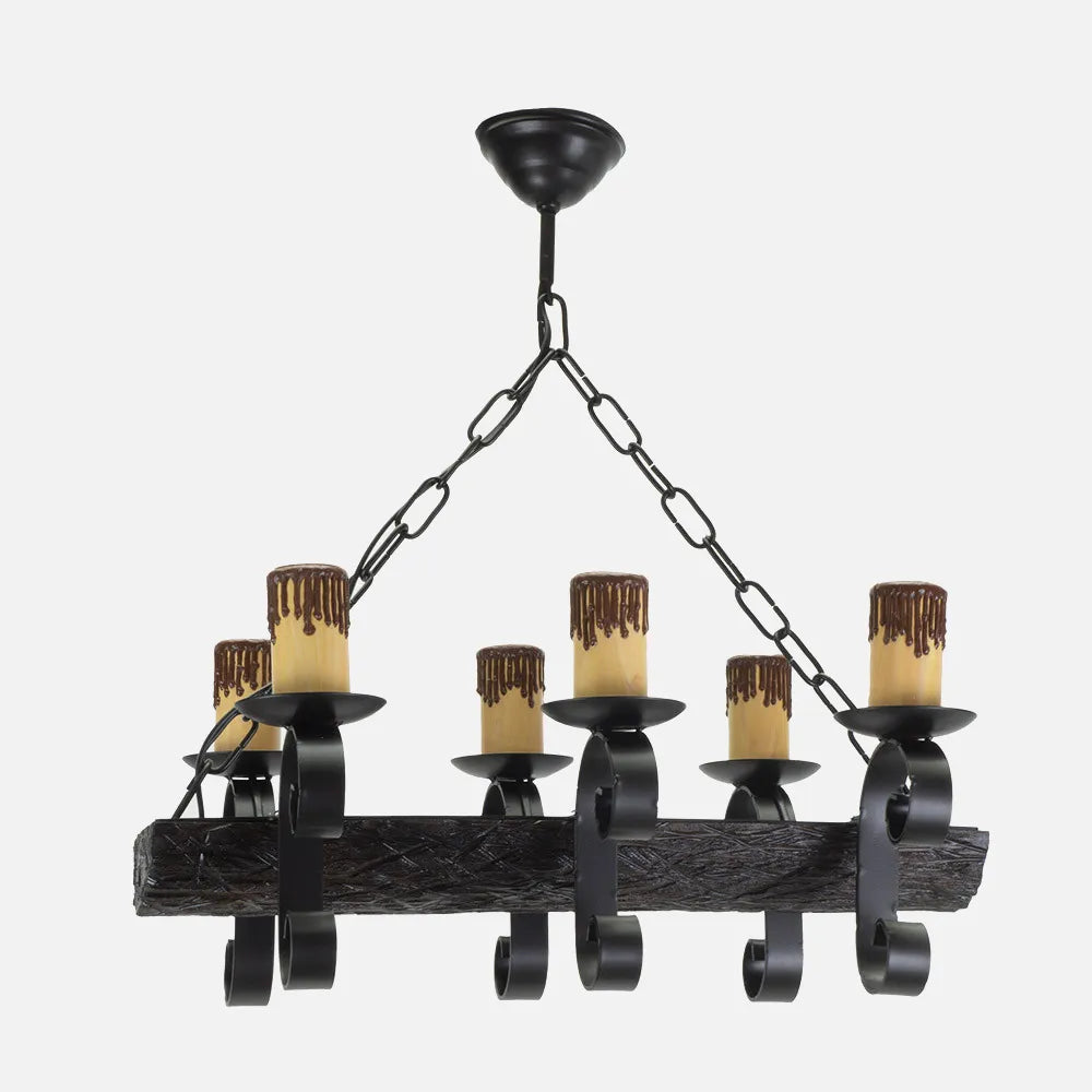 Lámpara Colgante 6xe27 Tronco Negro/marrón Regulable x50x35 Cm