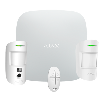 Kit Alarma Profesional Ajax HUB2+PIRCAM+Mando+Detector PIR Blanco