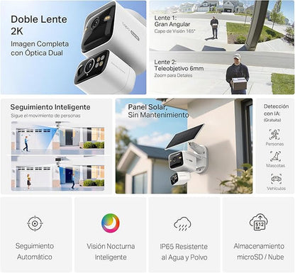 Tapo C645D KIT - Cámara Solar de Doble Lente 2K+2K 360° para Exterior