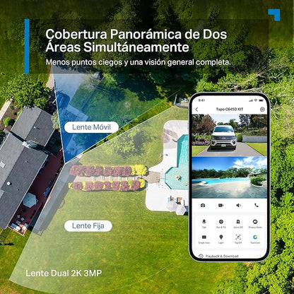 Tapo C645D KIT - Cámara Solar de Doble Lente 2K+2K 360° para Exterior