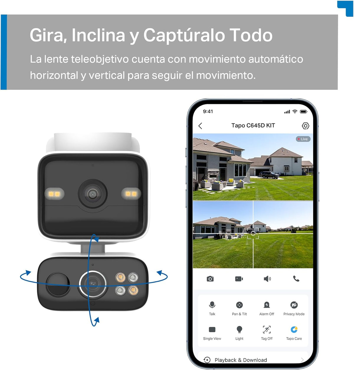 Tapo C645D KIT - Cámara Solar de Doble Lente 2K+2K 360° para Exterior