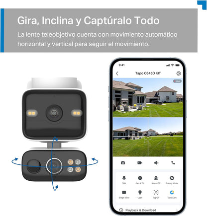 Tapo C645D KIT - Cámara Solar de Doble Lente 2K+2K 360° para Exterior