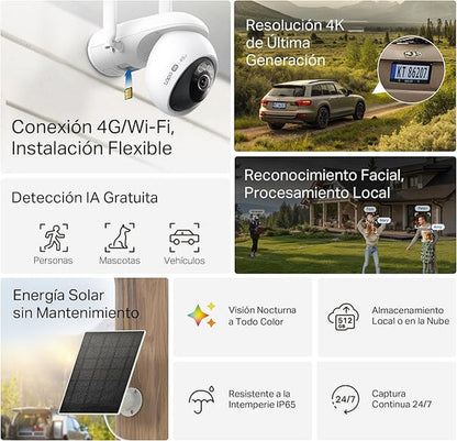 4K 8MP 360° Cámara Solar con Tarjeta SIM | Tapo C665G KIT
