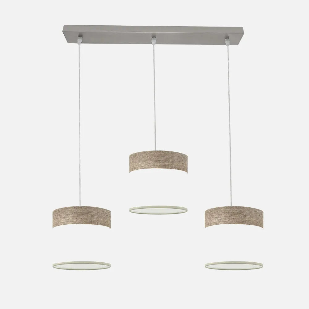 Lámpara de techo Regleta Cloe 3xe27 Níquel/blanca-madera Gris Regulable x60x16 cm