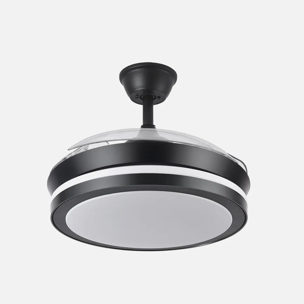 Ventilador de techo retráctil DC Esparta Negro Mini 59w 6980lm 91d 3 aspas 3000-4000-6000k Remoto+temporizador+memoria