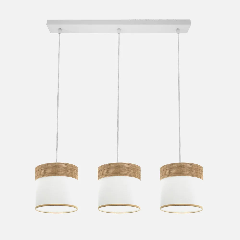 Lámpara de techo Regleta Cloe 3xe27 Blanco/blanca-madera Clara Regulable x60x16 cm