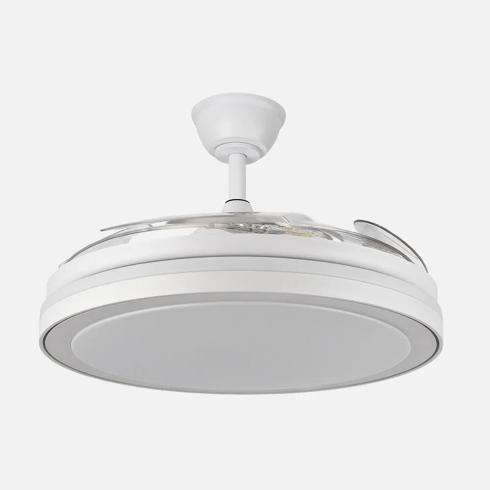 Ventilador de techo retráctil DC Esparta Maxi 80w 10255lm Blanco 132d 5 aspas 3000-4000-6000k Control Remoto+temporizador+memoria