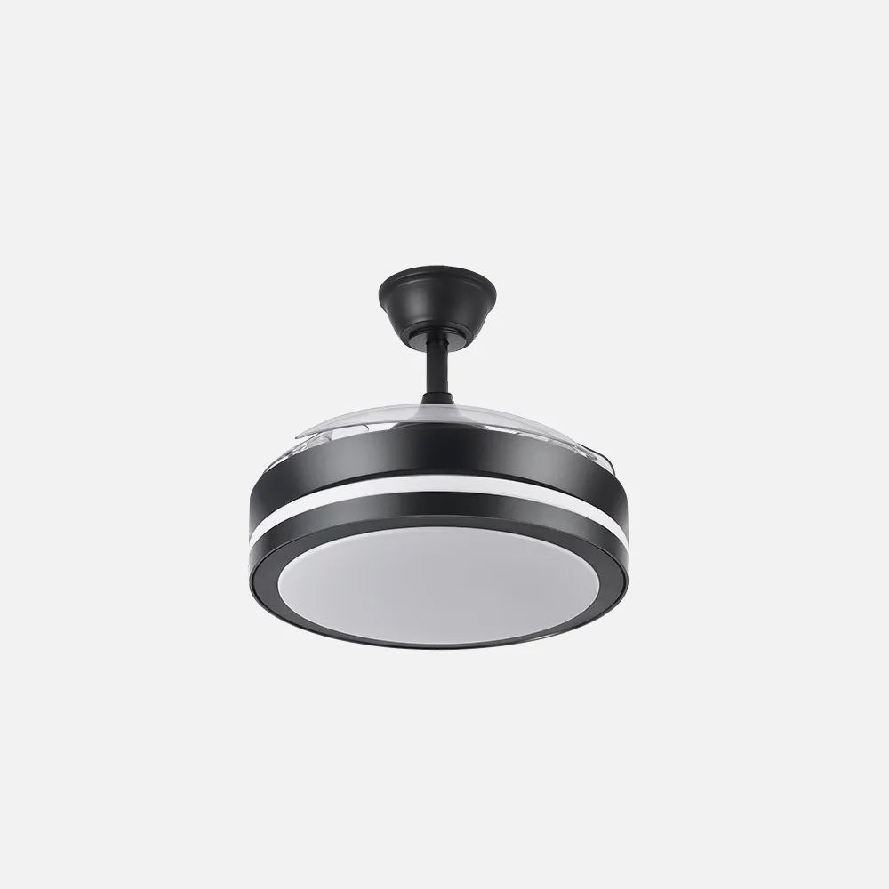Ventilador de techo retráctil DC Esparta Pequeño 44w 5182lm Negro 72d 3 aspas 3000-4000-6000k Remoto + temporizador + memoria