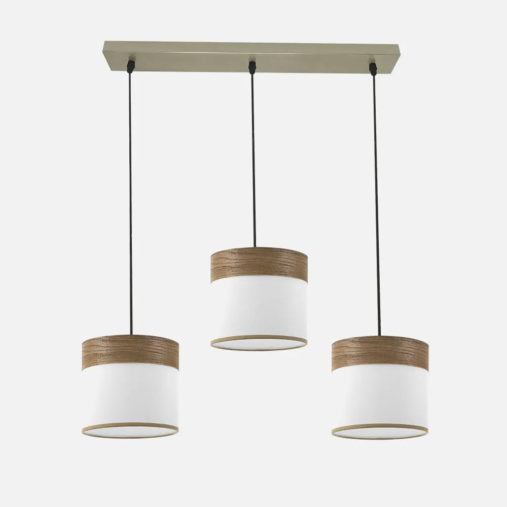 Lámpara de techo Regleta Cloe 3xe27 Cuero/blanca-madera Oscura Regulable x60x16 cm