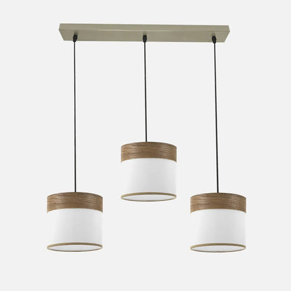 Lámpara de techo Regleta Cloe 3xe27 Cuero/blanca-madera Oscura Regulable x60x16 cm