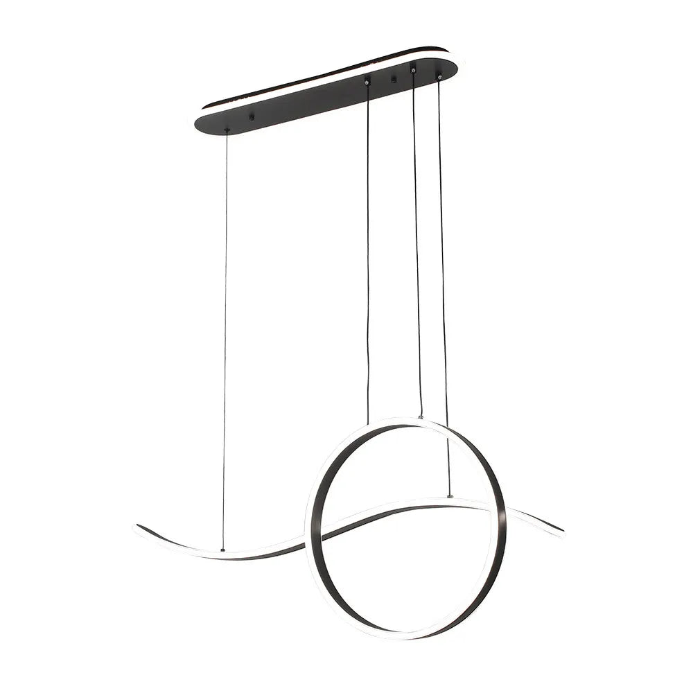 Lámpara Colgante Style Negro 205w 3000-4000-6000k 17940lm C/luz Ambiente Remoto Y Regulación de intensidad Regx100x15cm