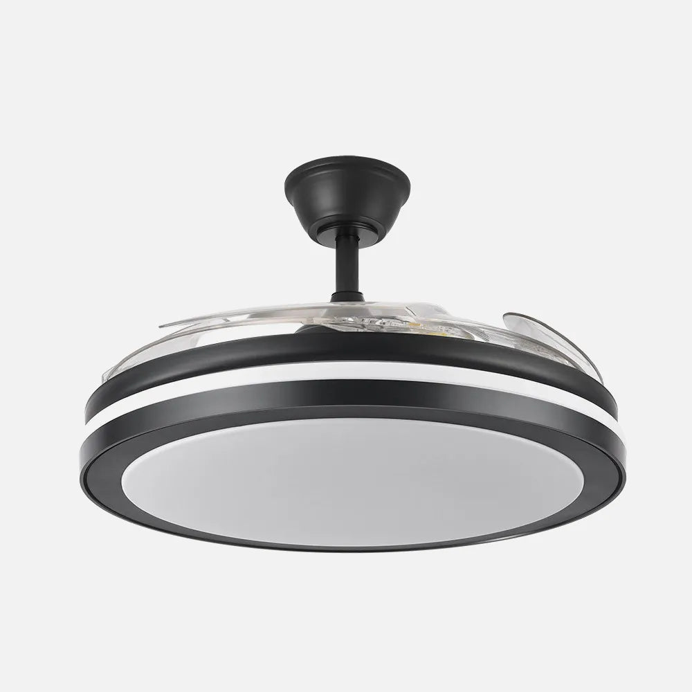 Ventilador de techo retráctil DC Esparta Maxi 80w 10255lm Negro 132d 5 aspas 3000-4000-6000k Control Remoto+temporizador+memoria