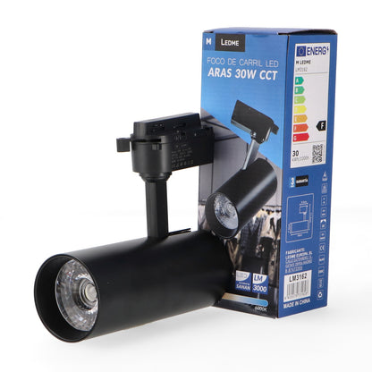 Foco led para carril black aras 30w monofasico cct negro cct