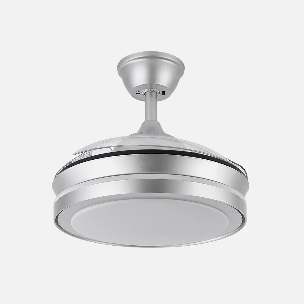 Ventilador de techo retráctil DC Esparta Mini Plata 59w 6980lm 91d 3aspas 3000-4000-6000k Remoto+temporizador+memoria