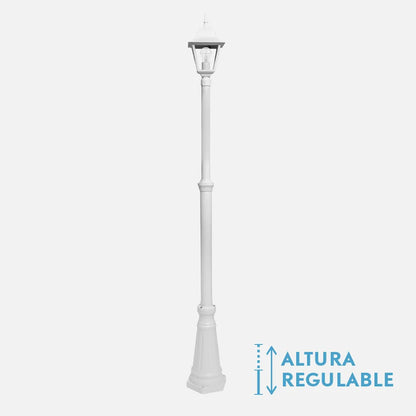 Farola Exterior Aluminio Spica 1xe27 Blanco Ip44 220x20x20 Cm Regulable En Altura