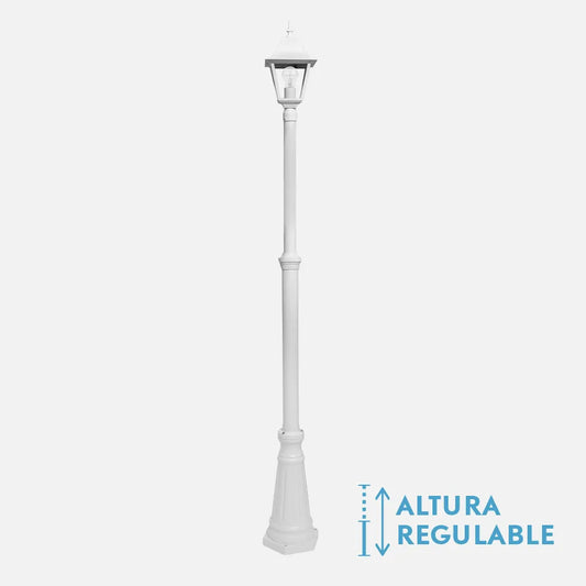Farola Exterior Aluminio Spica 1xe27 Blanco Ip44 220x20x20 Cm Regulable En Altura