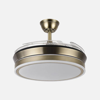 Ventilador de techo retráctil DC Bayomo Cuero 59w 6980lm 91d 4 aspas desplegables 3000-4000-6000k Remoto, Regulable Intensidad, Temporizador, Memoria