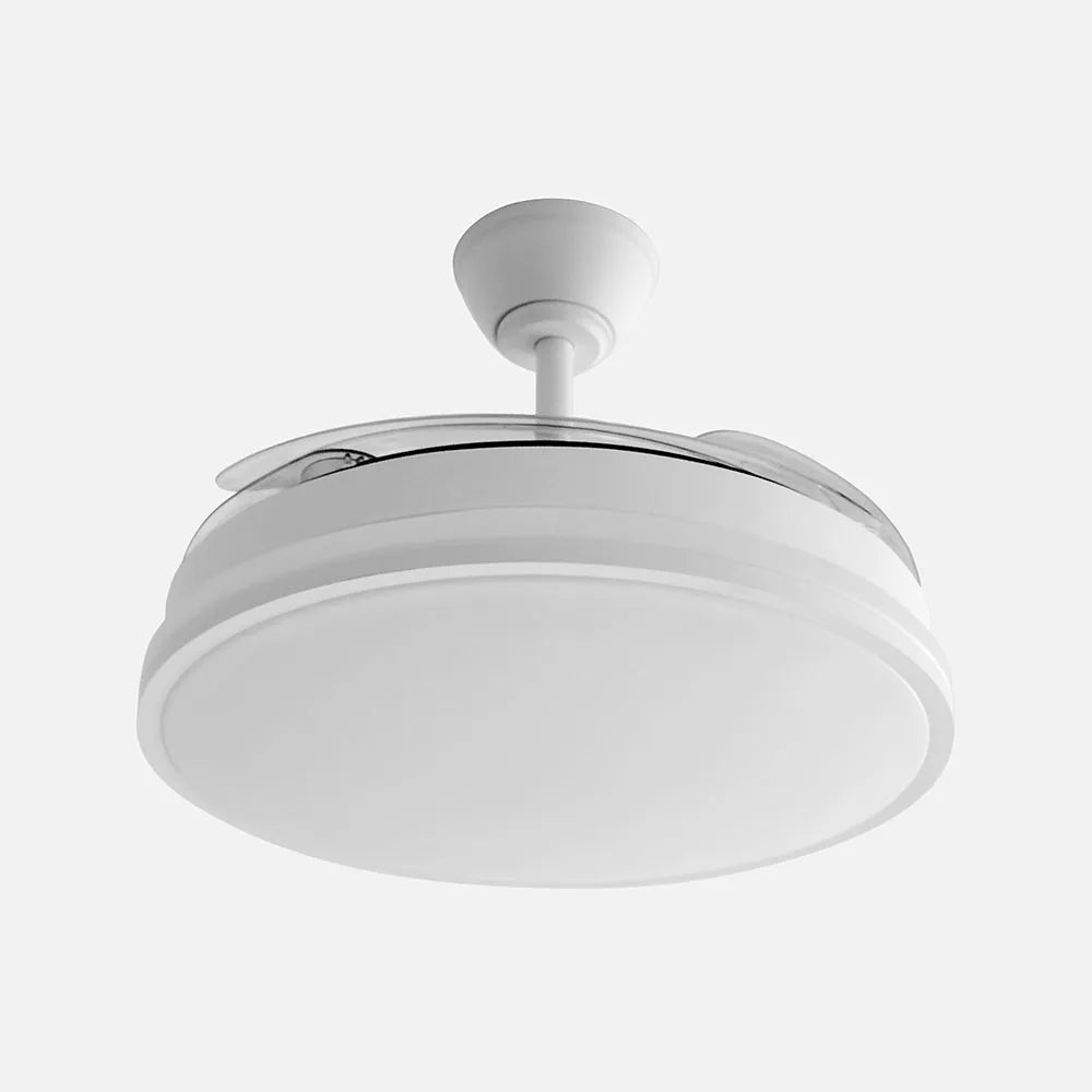 Ventilador retráctil DC Guerrero 44w Blanco 4 aspas 107d 4900lm 3500-4000-6500k Remoto Y Temporizador