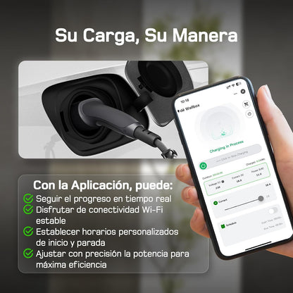 dé Mobile Wallbox 11kW con App, Cable de Carga Tipo 2 7 m, trifásico 6–16 A, Cargador para Coche eléctrico CEE 16A 400V con Potencia Ajustable, para ID.3/4/5/7, iX1, Model 3/Y y Otros EV/PHEV