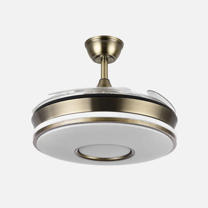 Ventilador de techo retráctil DC Dani 59w 6980lm Cuero 4 aspas 6 velocidades 91d 3000-4000-6000k Remoto+regulación de intensidad+memoria+temporizador