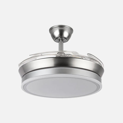 Ventilador de techo retráctil DC Bayomo Níquel 59w 6980lm 91d 4aspas desplegables 3000-4000-6000k Remoto, Regulable Intensidad, Temporizador, Memoria