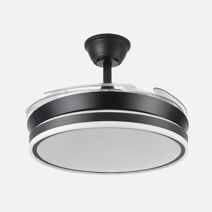 Ventilador de techo retráctil DC Bayomo Negro 59w 6980lm 91d 4 aspas desplegables 3000-4000-6000k Remoto, Regulable Intensidad, Temporizador, Memoria
