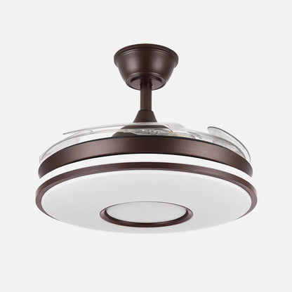 Ventilador de techo retráctil DC Dani 59w 6980lm Marrón 4 Aspas desplegadas 106d 3000-4200-6500k Remoto, Regulación de intensidad, Memoria Y Temporizador