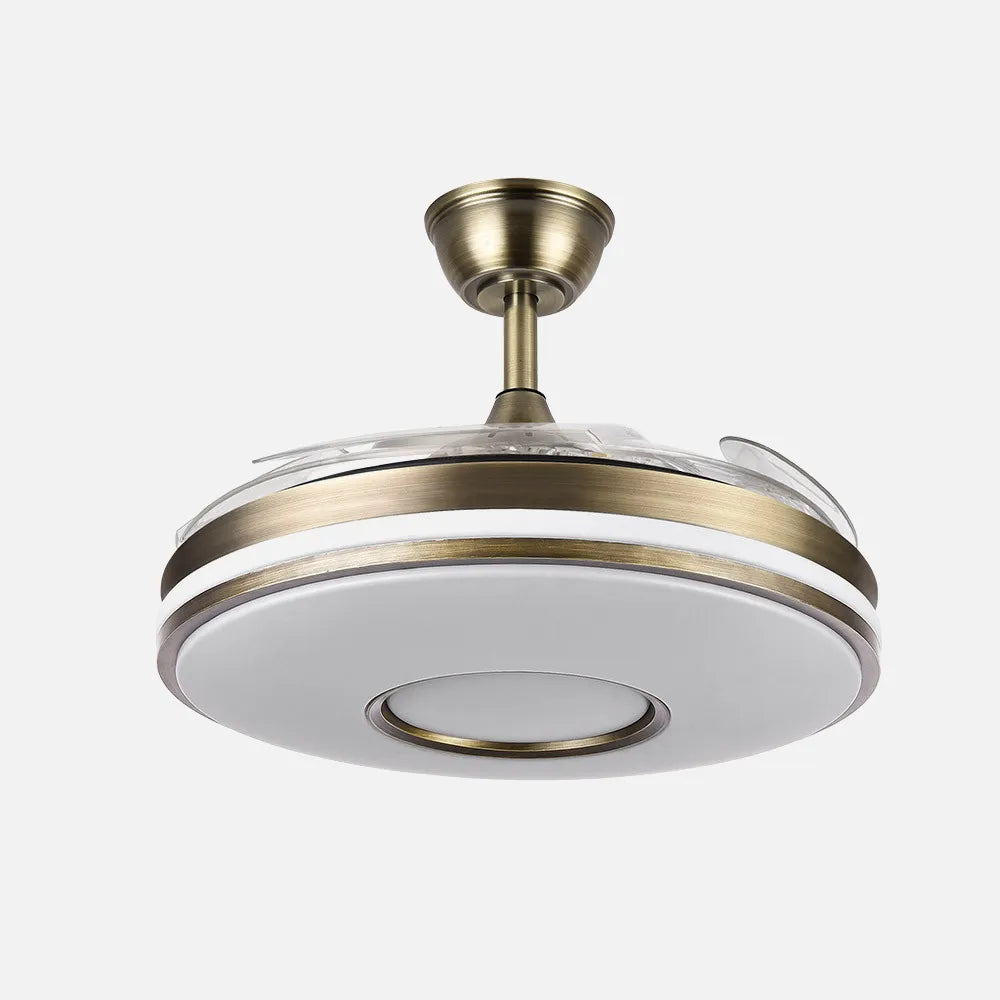 Ventilador de techo retráctil Dani 59w 6980lm Cuero 4 Aspas Desplegables 106d 3000-4200-6500k Remoto, Regulación de Intensidad, Memoria Y Temporizador 24
