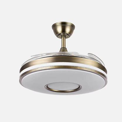 Ventilador de techo retráctil Dani 59w 6980lm Cuero 4 Aspas Desplegables 106d 3000-4200-6500k Remoto, Regulación de Intensidad, Memoria Y Temporizador 24