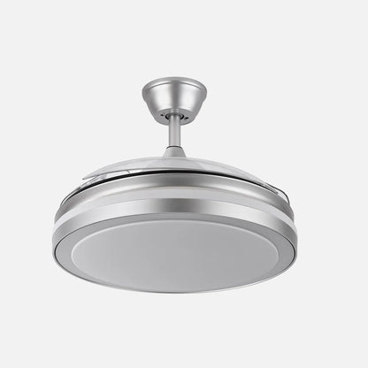 Ventilador de techo retráctil DC Esparta Plus 59w 6980lm Plata 107d 3aspas 3000-4000-6000k Control Remoto+ Temporizador+ Memoria