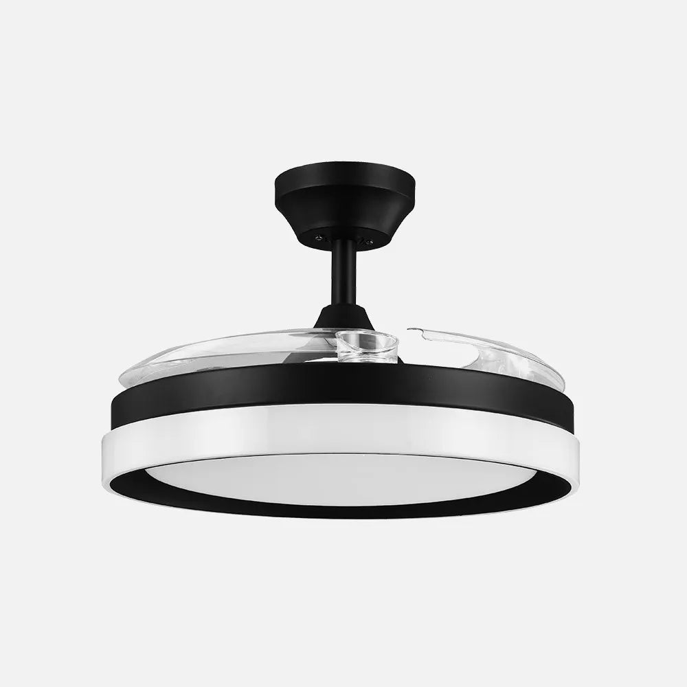 Ventilador de techo retráctil DC Zenit Negro 72w 3 aspas Desplegables 107d 7200lm 6 velocidades 3000k,4500k,6000k, Control Remoto+temporizador+memoria