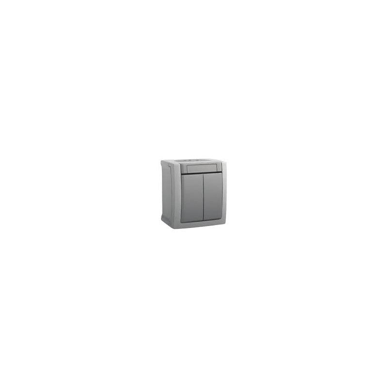 Conmutador doble 10a 250v ip54 gris