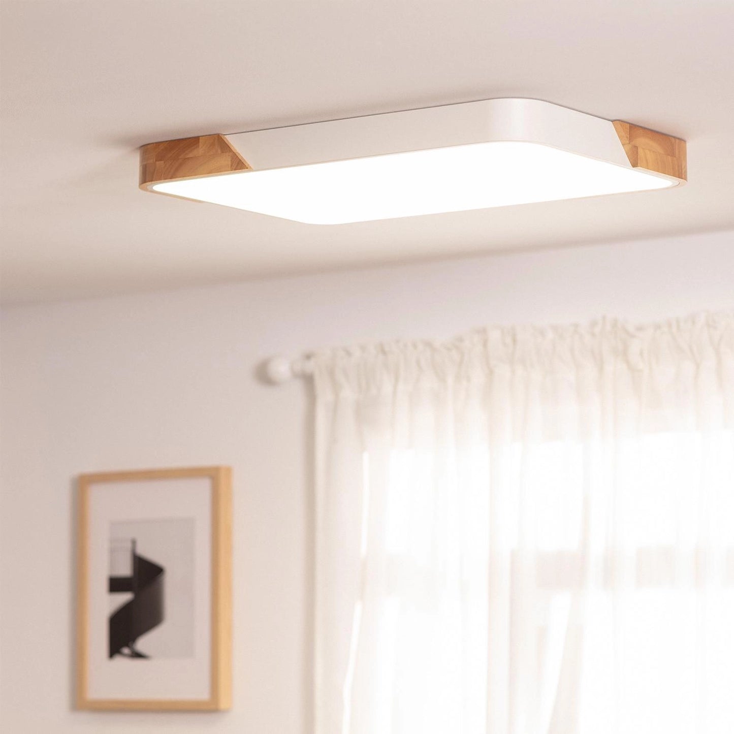 Plafón LED 30W Rectangular Madera y Metal 625x425 mm CCT Seleccionable Semi-Dari