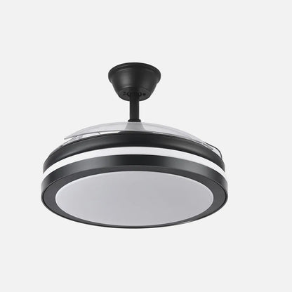 Ventilador de techo retráctil DC Esparta Plus 59w 6980lm Negro 107d 3aspas 3000-4000-6000k Control Remoto+ Temporizador+ Memoria