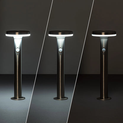 Baliza Solar Exterior LED 6W Superficie Pie 45cm con Detector de Movimiento Helios Inox