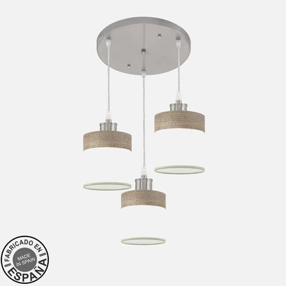 Lámpara de techo Plafón Cloe 3xe27 Níquel/blanca-madera Gris Regulable x42x42 cm