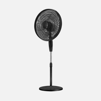 Ventilador De Pie Escudero Negro 3 velocidades 50w 5 aspas 40 diámetro Fijo/rotatorio orientable Regulable 40x40cm