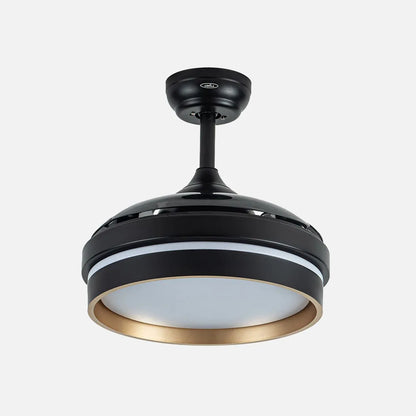 Ventilador de techo retráctil DC Nalon 48w Negro/oro 3 aspas 91d 4800lm 6 velocidades 3000k,4500k,6000k Control Remoto+memoria+temporizador